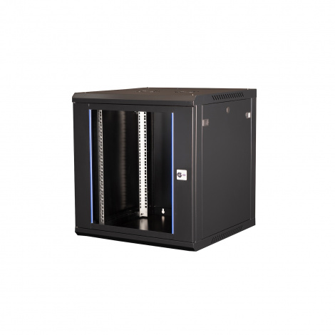 Шкаф 19" телекоммуникационный настенный, 12U 635x600х600 мм, дверь стекло,черный